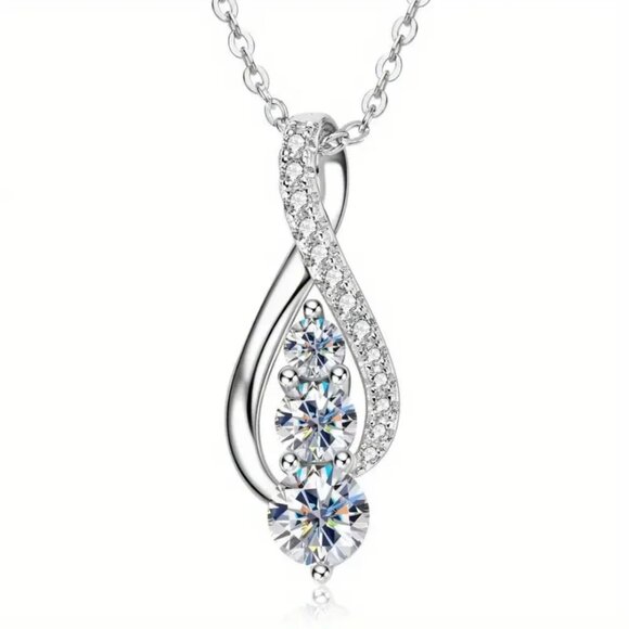 925 Sterling Silver Womens 2ct Diamond Pendant Necklace Ladies New 16 18 Jewelry
